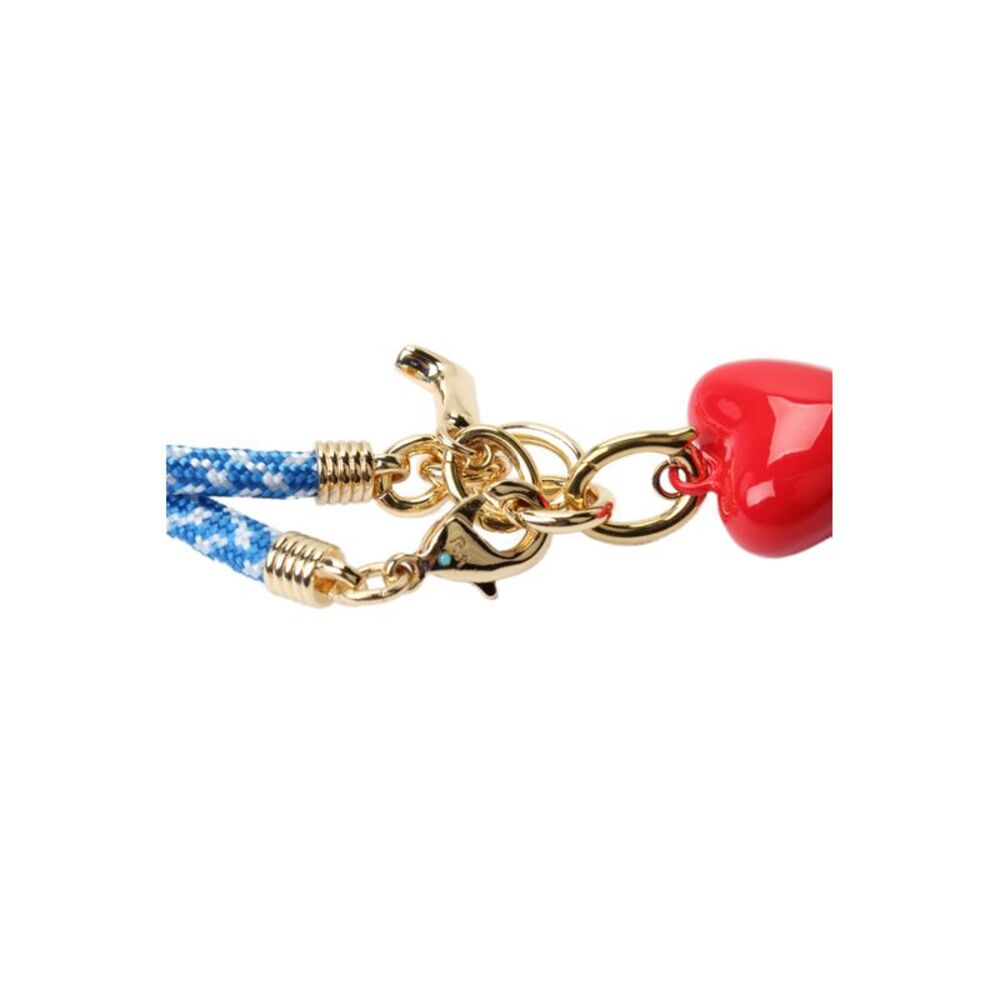 Roxanne Assoulin Womens Gold Tone Red Paracord Happy Cord Charm Necklace 17" - Picture 4 of 4
